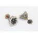 Earrings jhumki silver 925 sterling dangle gold rhodium turquoise stones B 905